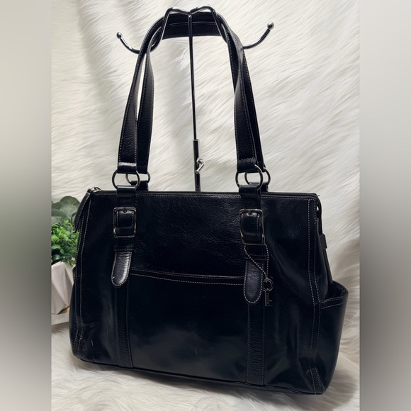 Fossil Handbags - Fossil Black Genuine Leather Laptop Bag